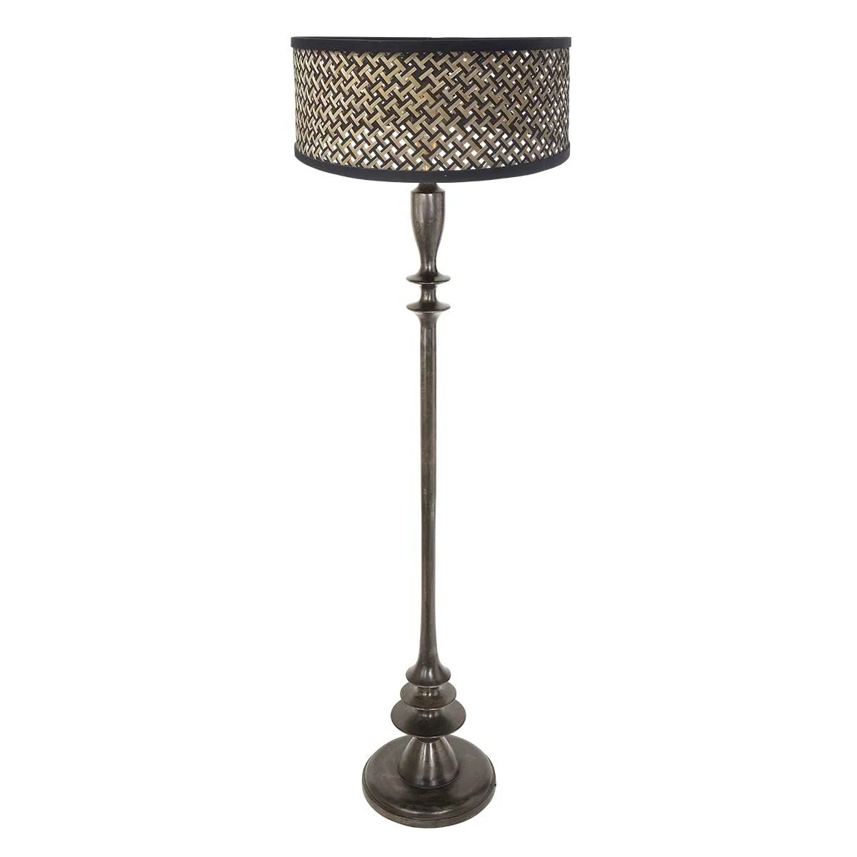 Lámpara de pie brillante con pantalla de mimbre Anne Light & Home Bois