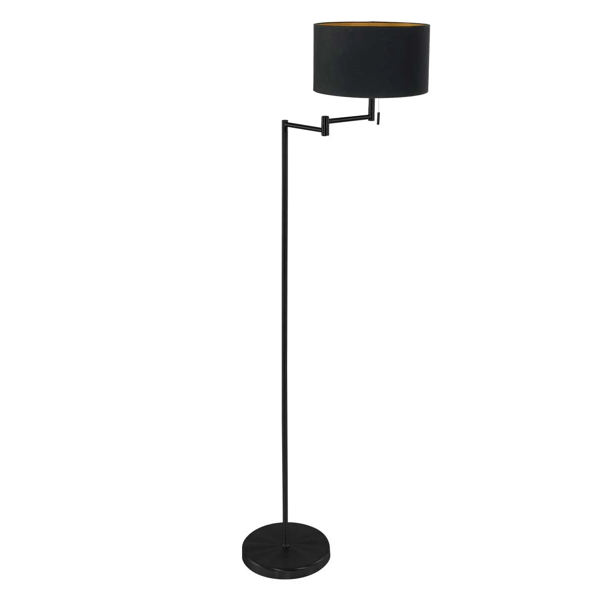 Lámpara de pie industrial negra con pantalla negra Mexlite Bella