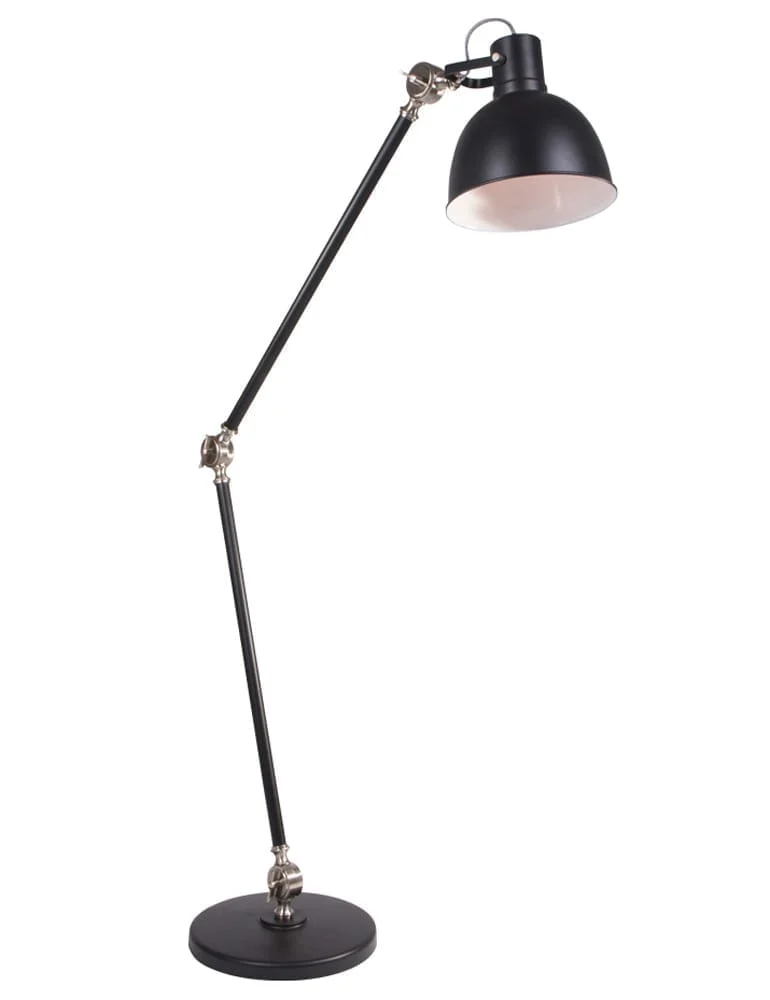 Lámpara de pie industrial negra Mexlite Cera, 170 cm