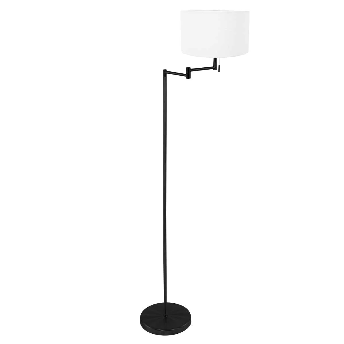 Lámpara de pie moderna negra con pantalla blanca Mexlite Bella