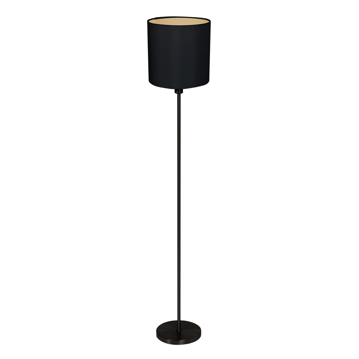 Lámpara de pie moderna de lino negro y metal Mexlite Noor