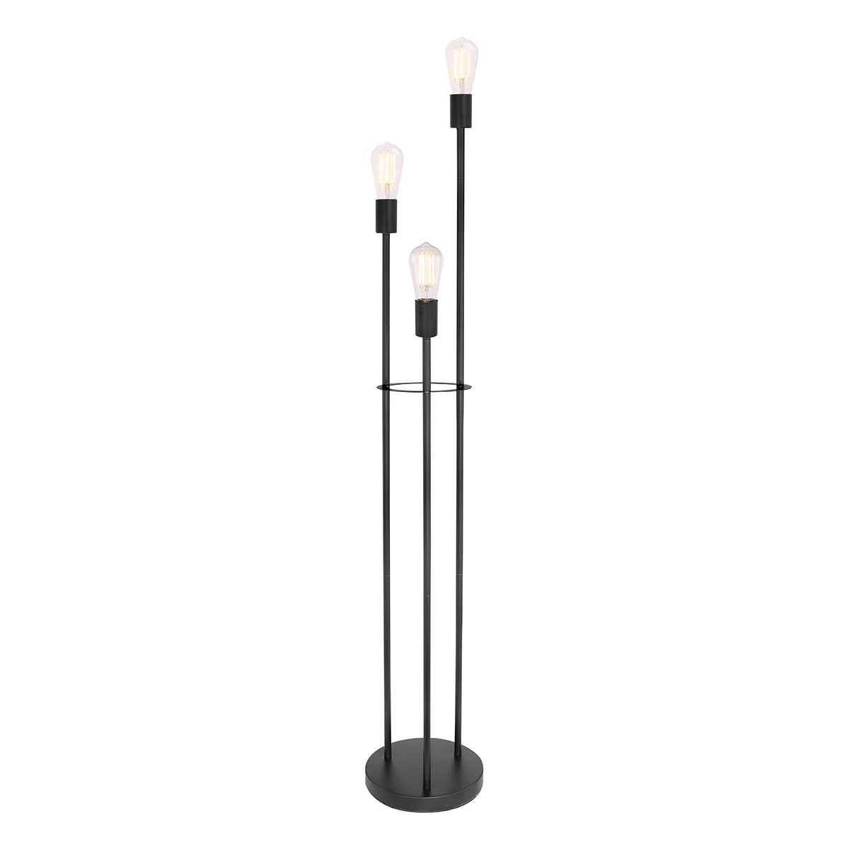 Lámpara de pie redonda minimalista negra de 3 luces Globo Martha