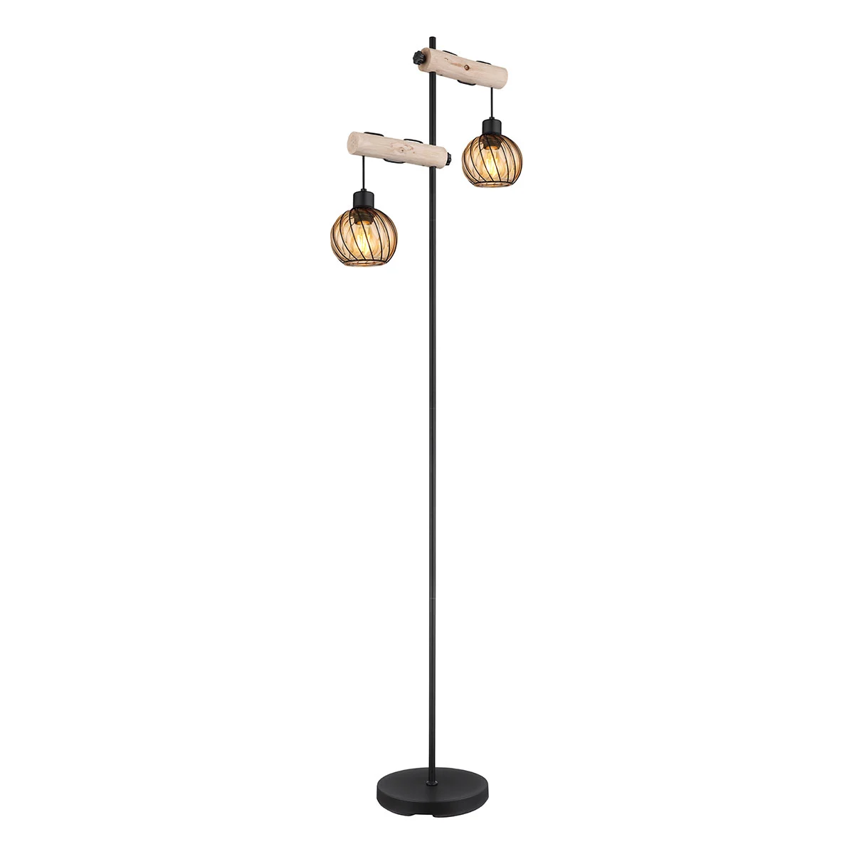 Lámpara de pie rural de metal negro Globo Paulo
