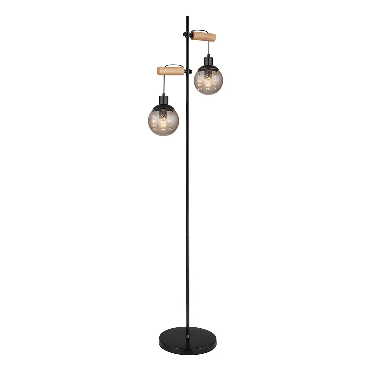 Lámpara de pie rural de metal negro Globo Richard