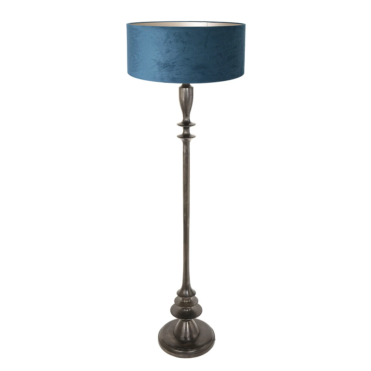 Lámpara de pie vintage azul con pie negro Steinhauer Bois negroantiguo y azul