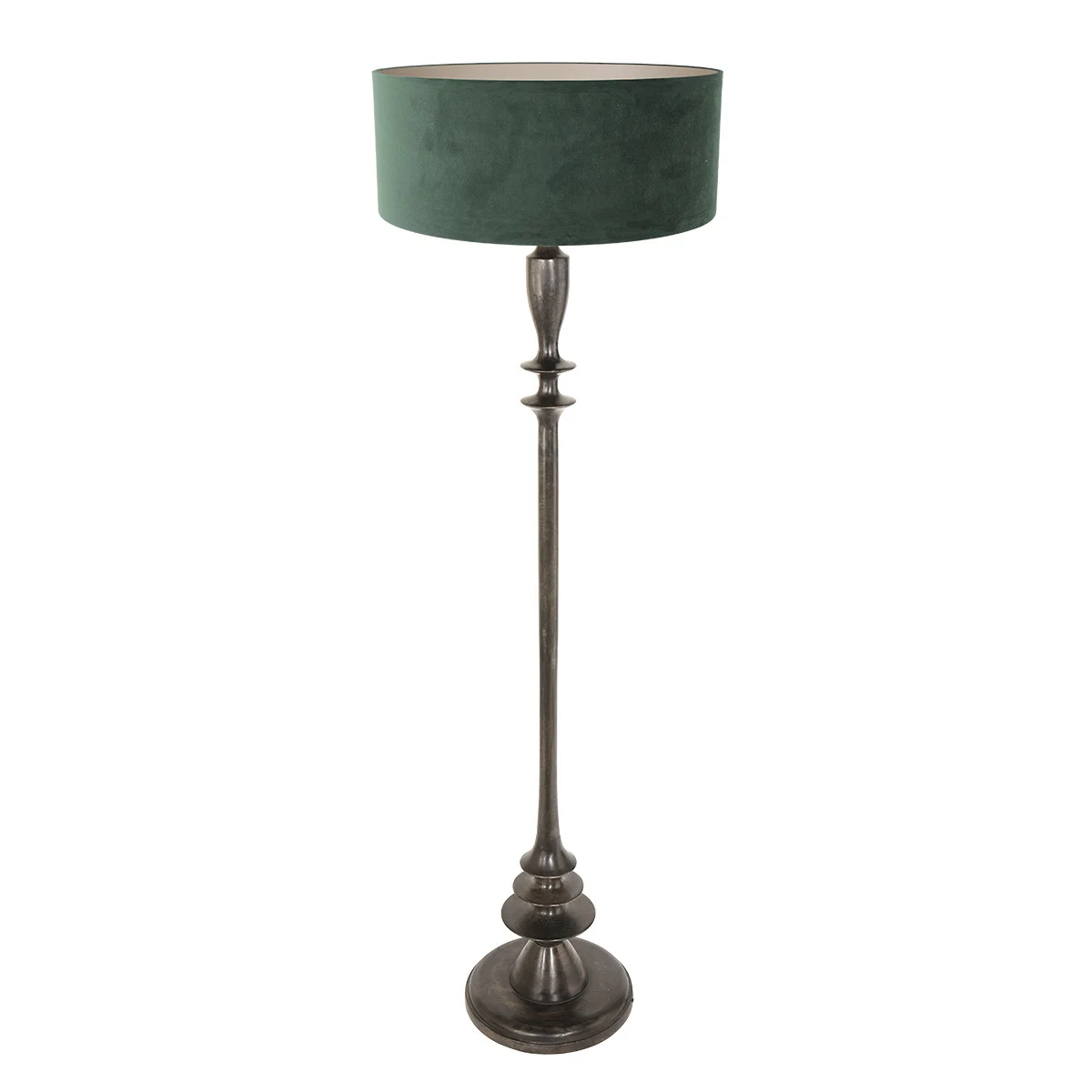 Lámpara de pie vintage de terciopelo verde y negro Steinhauer Bois negroantiguo y verde