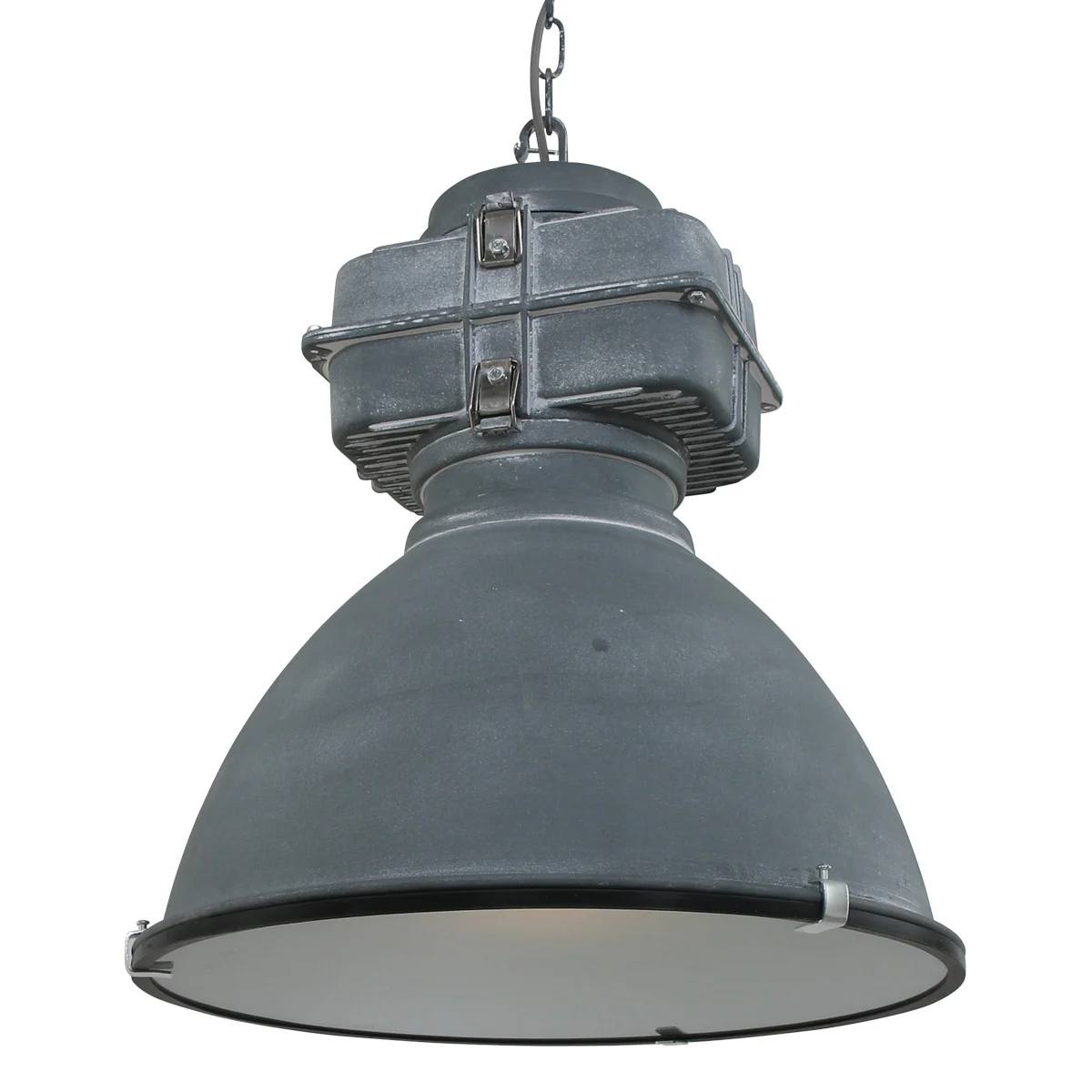 Lámpara colgante industrial de metal gris y vidrio Mexlite Densi