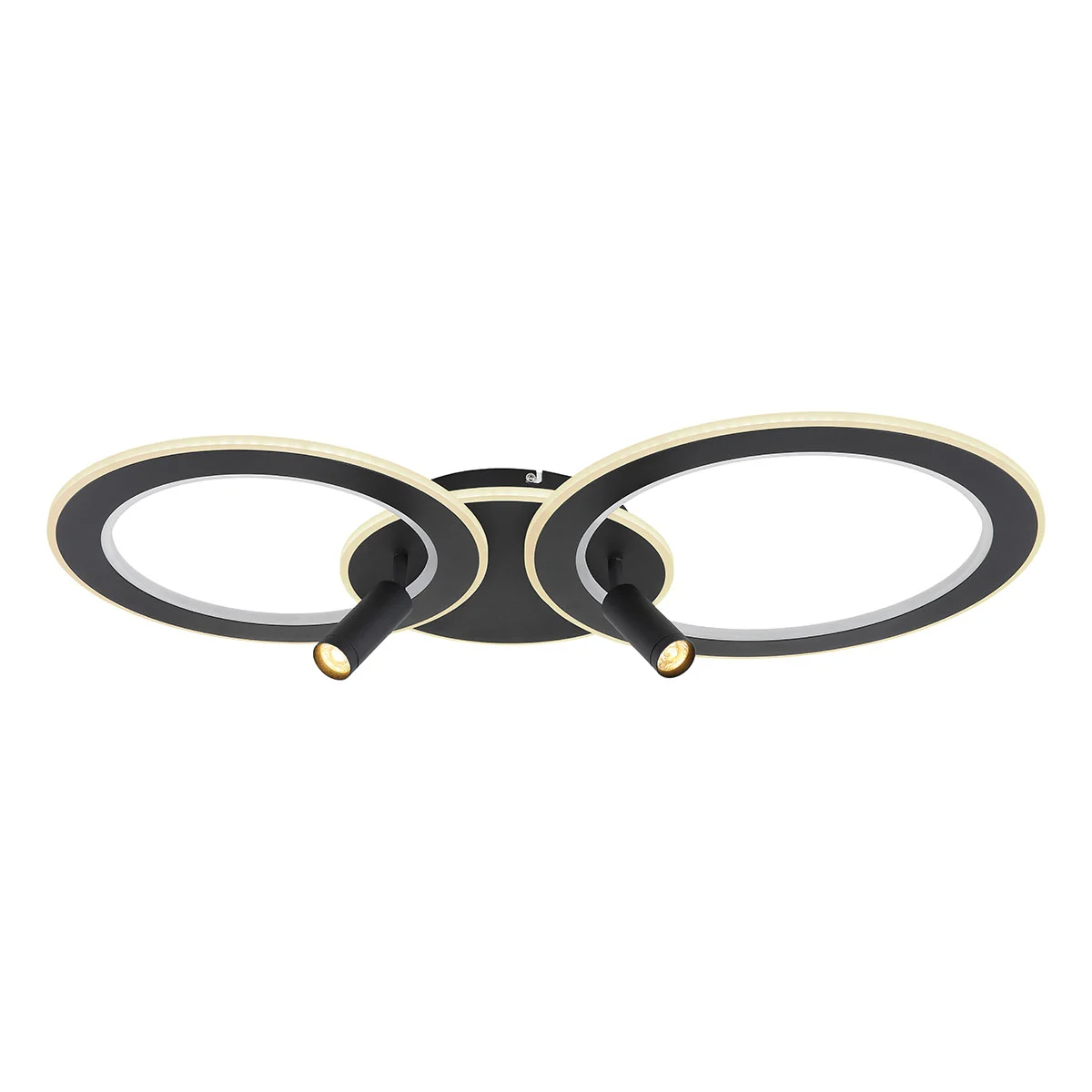 Lámpara de techo negra de 2 anillos con spots L Globo Marian