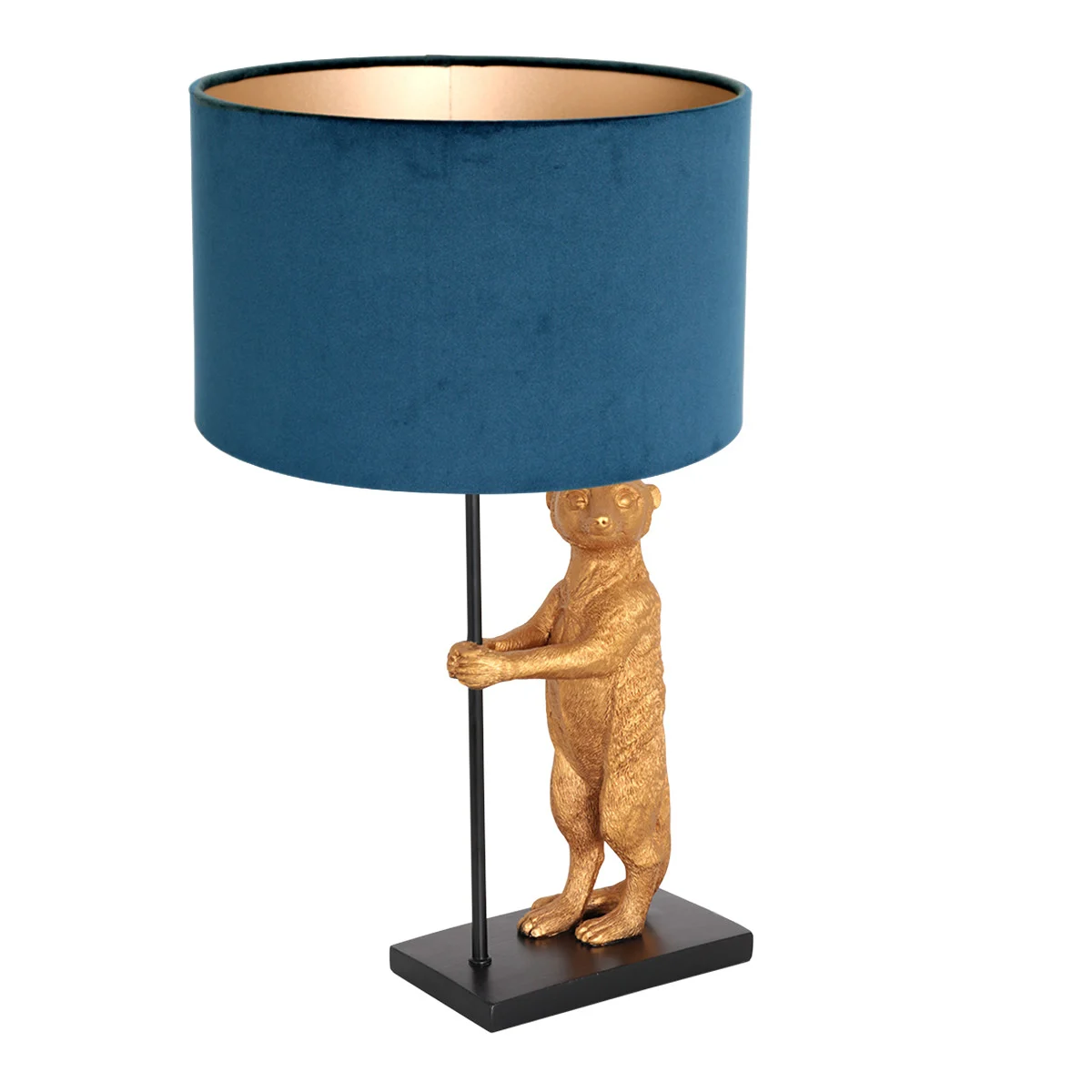 Lámpara de terciopelo azul con suricato Anne Light & Home