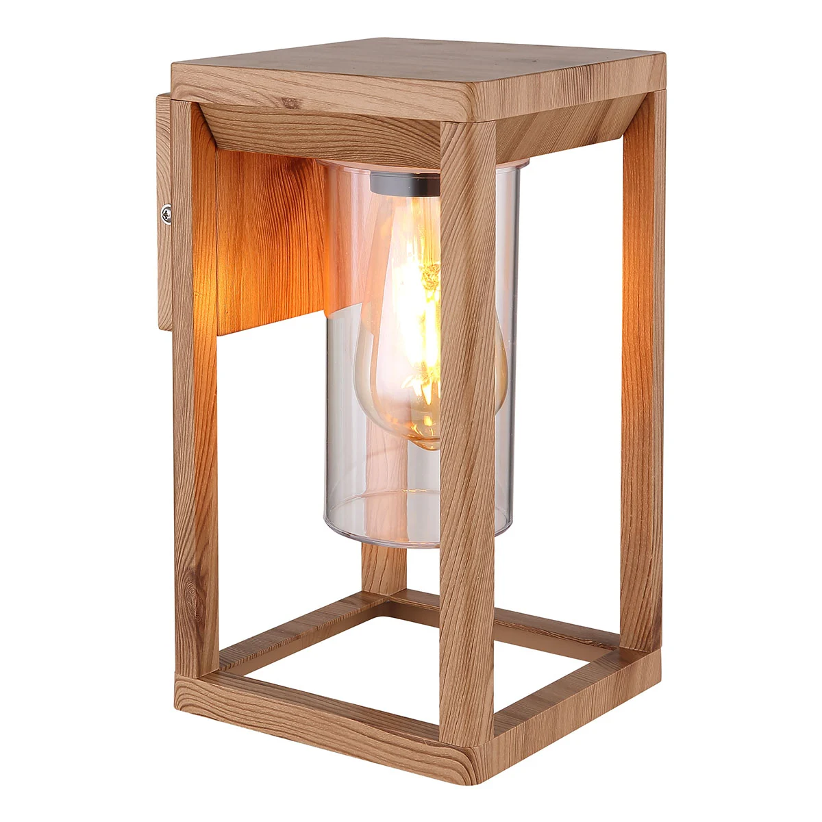 Lámpara exterior rural de madera y aluminio natural Globo Candela