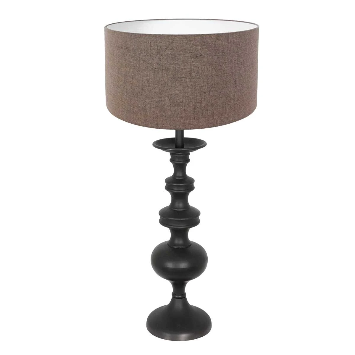 Lámpara mesa base tallada Anne Light & home Lyons gris y negro