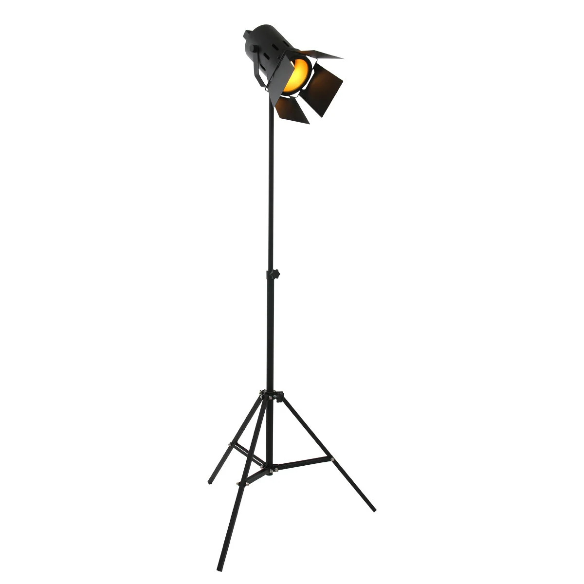 Lámpara de pie industrial de metal negro Mexlite Carree