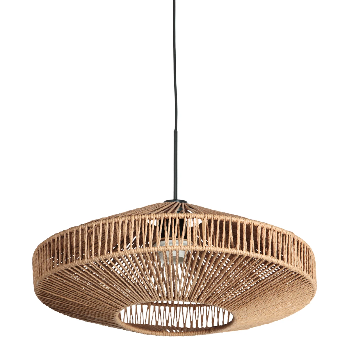 Colgante negro con pantalla de cuerda decorativa Steinhauer Sparkled Light