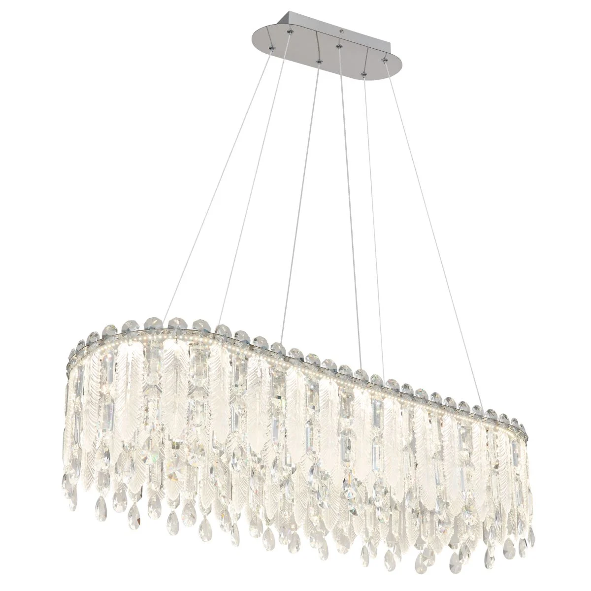 Lámpara colgante rectangular moderna con encanto de cristal Klunka