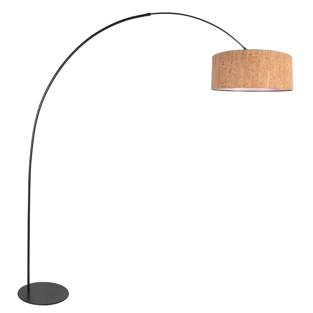 Lámpara de arco negra con gran pantalla de corcho Anne Light Curve