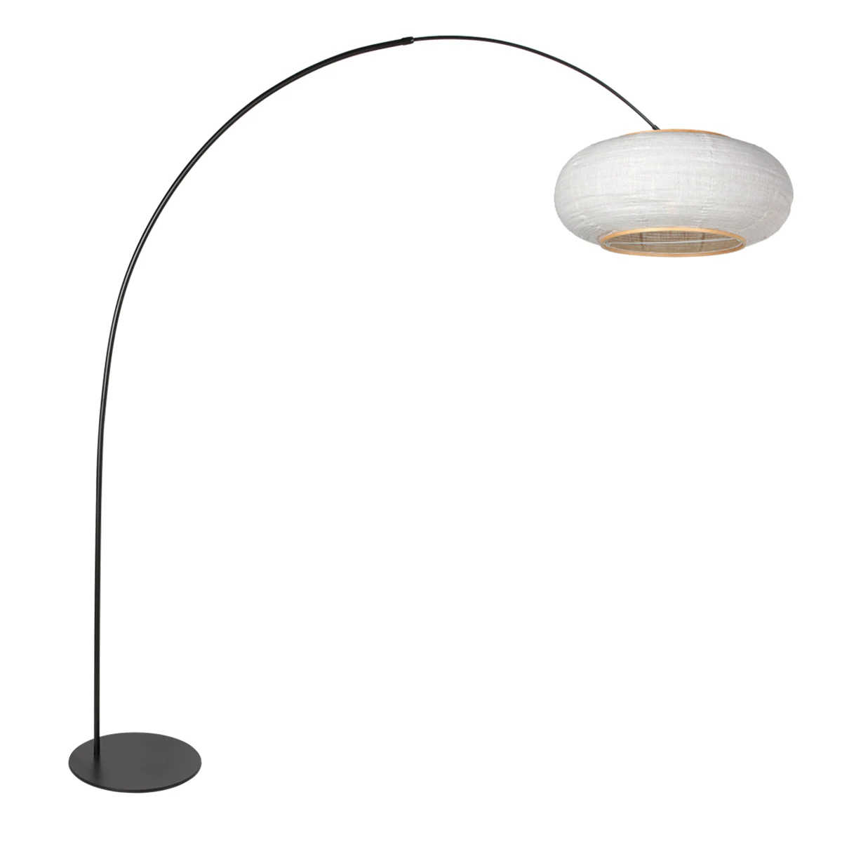 Lámpara de arco negra con pantalla de lino elegante Anne Lighting Curve