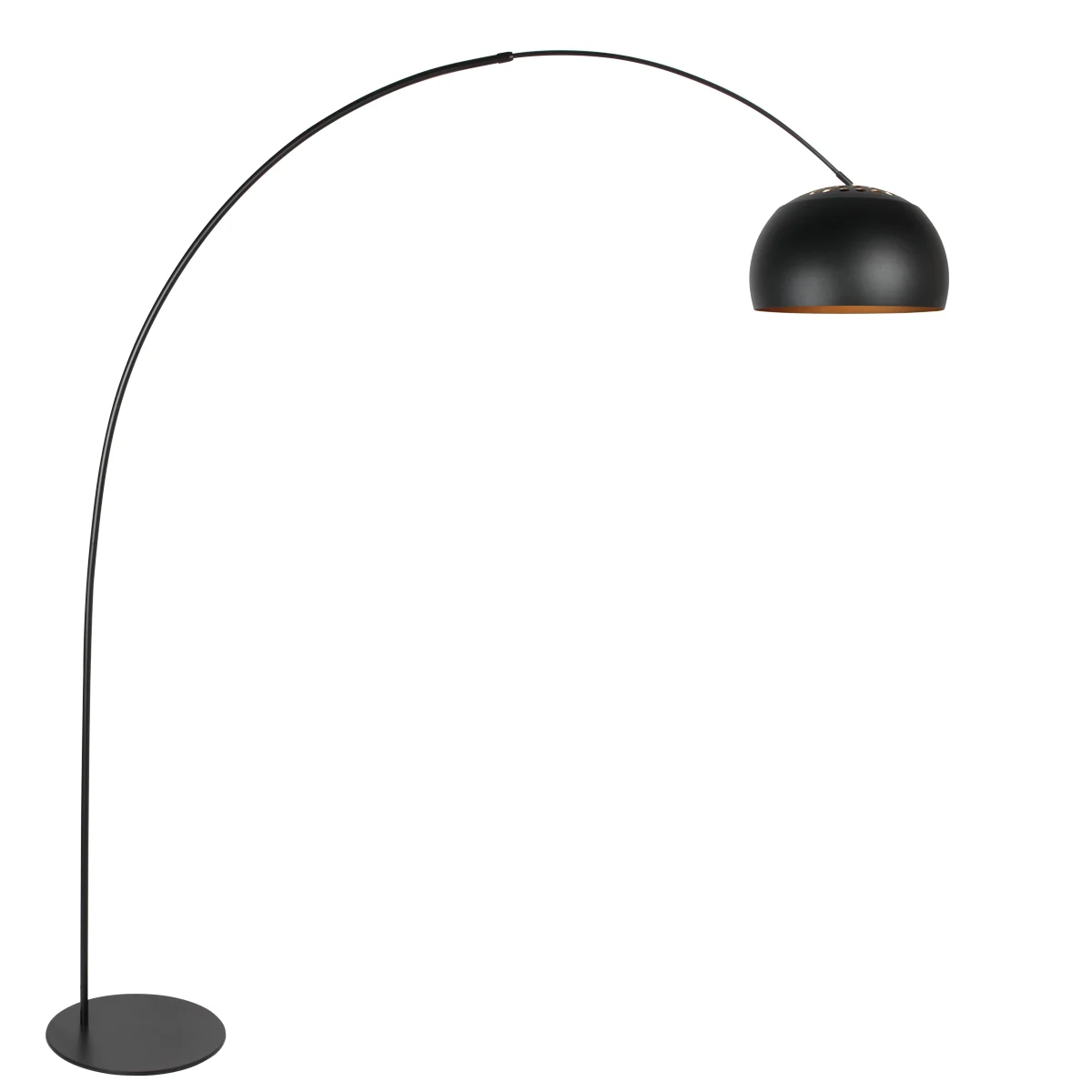 Lámpara de arco negra con pantalla negro-dorada Anne Lighting Curve