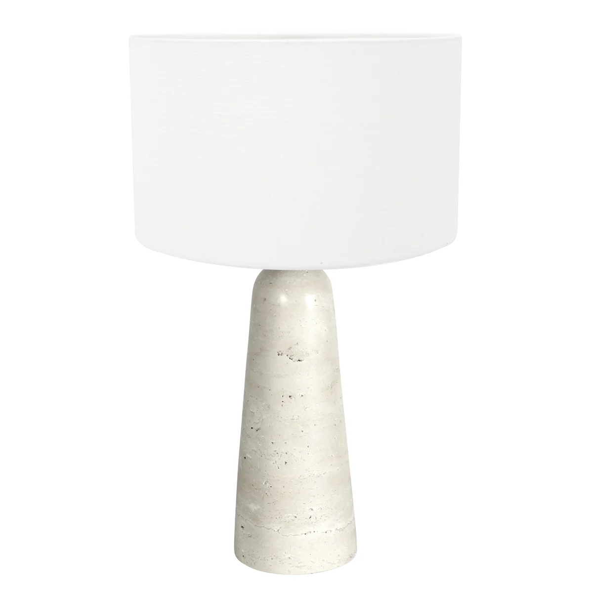 Lámpara de mesa pantalla lino blanco pie travertino Anne Light Travino