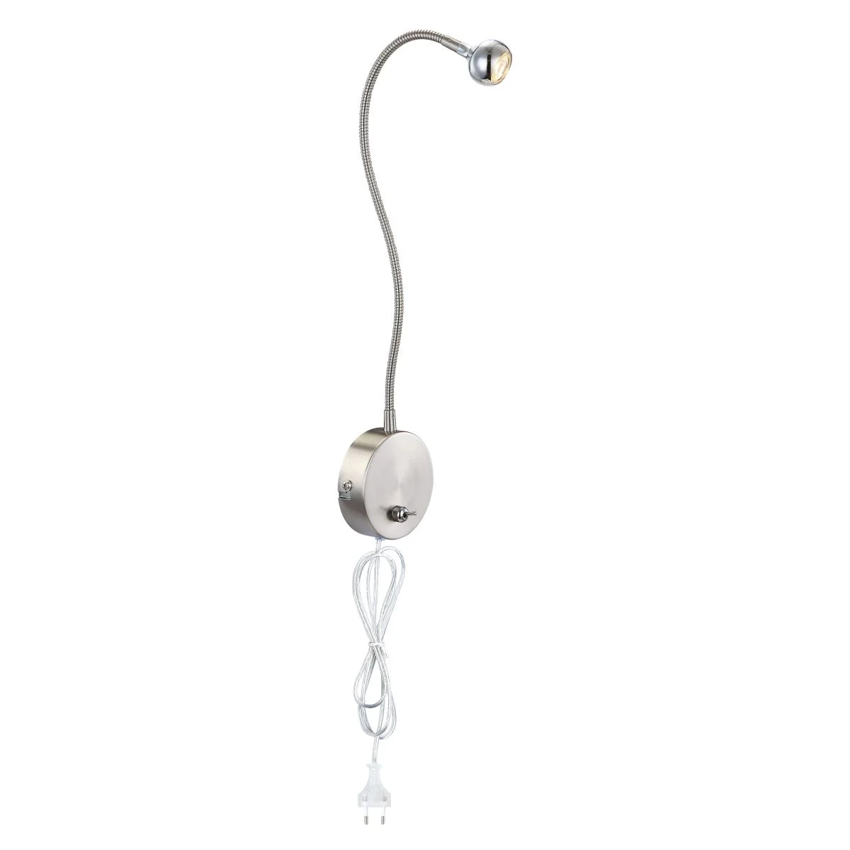 Lámpara de pared ajustada con brazo flexible y foco cromado Serpent