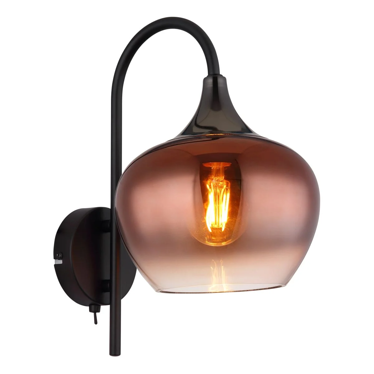 Lámpara de pared moderna con diseño curvado en color cobre. Maxy