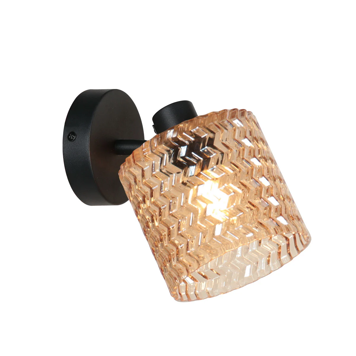 Lámpara de pared negra con pantalla de vidrio ámbar Mexlite Ocre