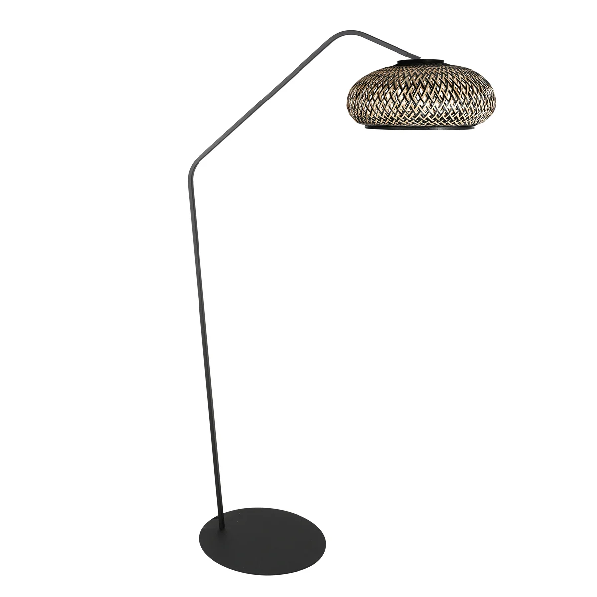 Lámpara de pie con pantalla de bambú bicolor Anne Light Zig-Zag
