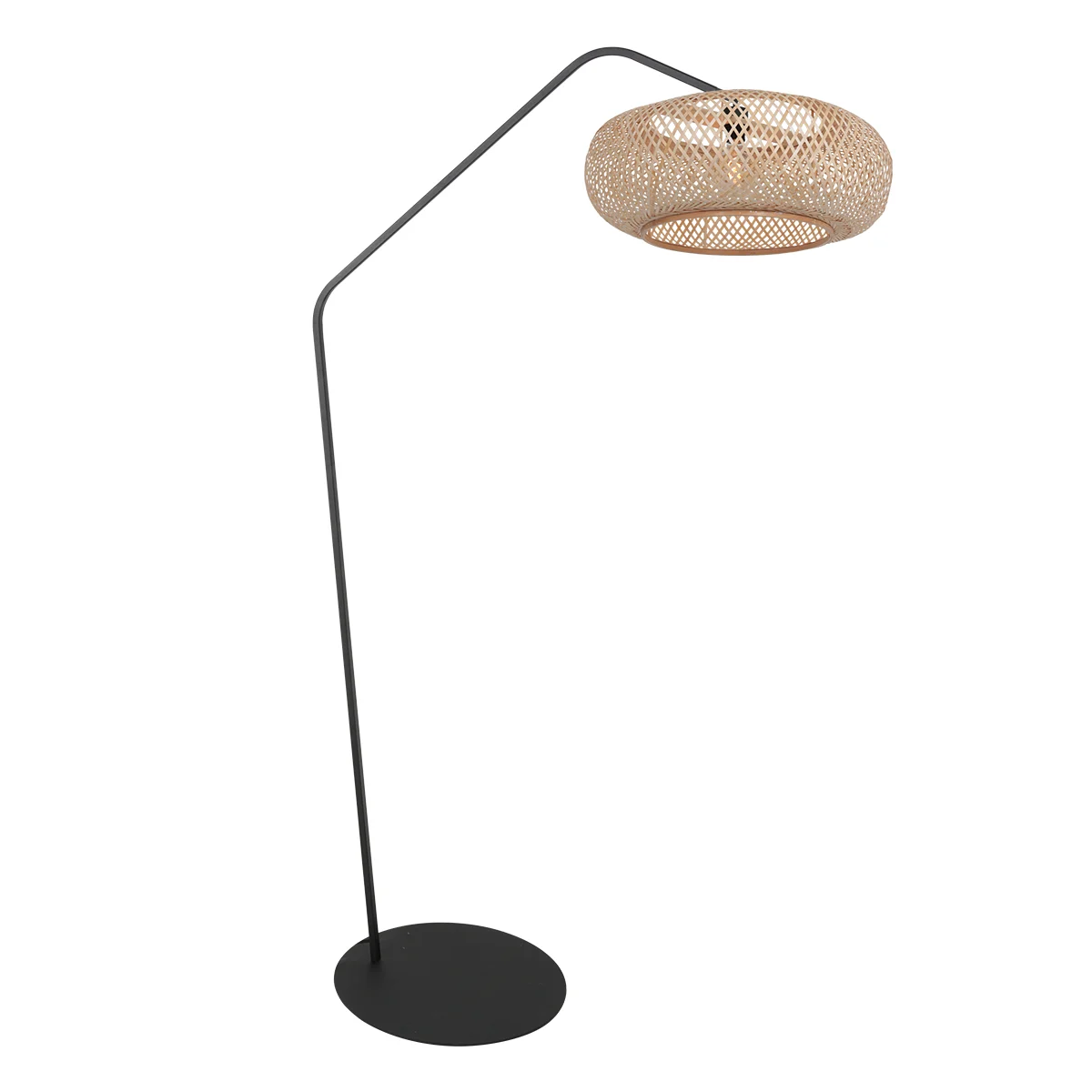 Lámpara de pie con pantalla de bambú y estructura metálica Anne Light Zig-Zag