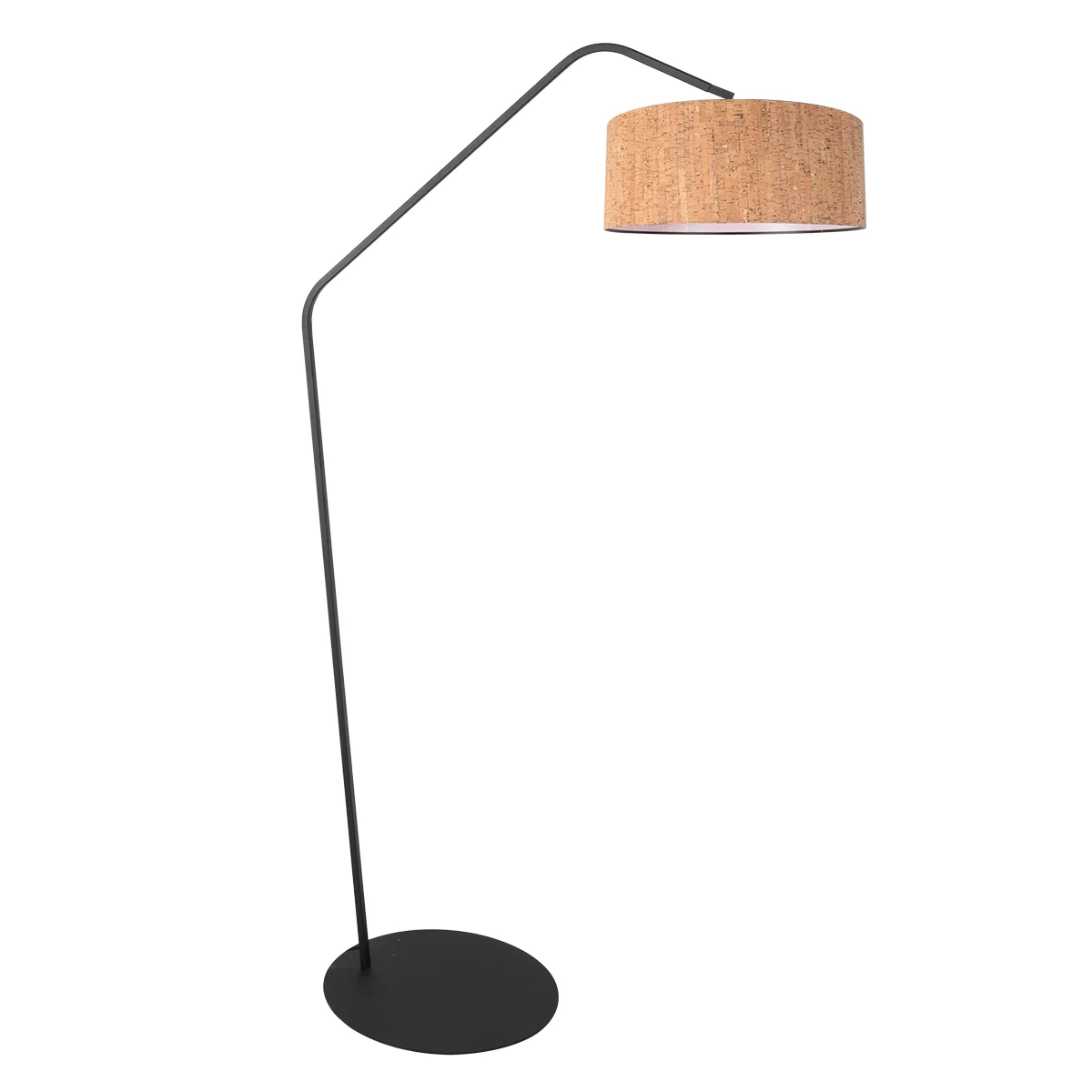 Lámpara de pie negra con pantalla de corcho y estructura zigzag Anne Light Zig-Zag