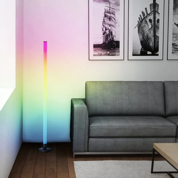 Lámparas Brilliant Neele Lámpara de pie LED Negro, 1 luz, Mando a distancia