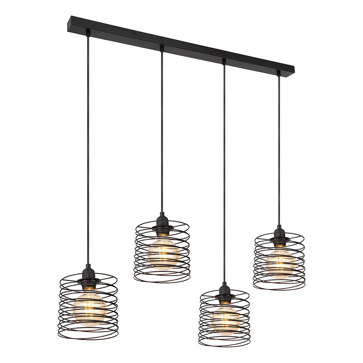 Lámparas colgantes retro de metal negro con espirales Globo Tilly