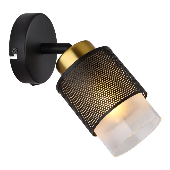 Lámparas Globo Lighting Olga Apliques, Spot de pared dorado, Negro, 1 luz