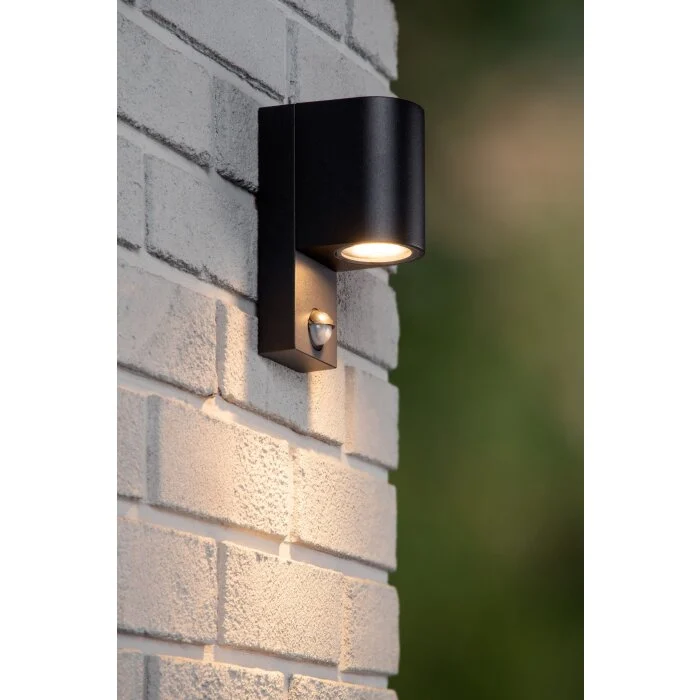 Lámparas Lucide IR Aplique de exterior Negro, 1 luz, Sensor de movimiento