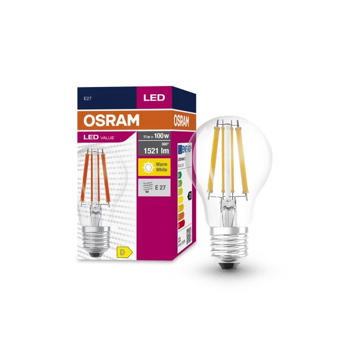 Lámparas Osram E27 LED 11 Watt blanco cálido 1521 Lumen