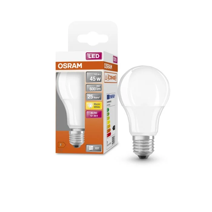 Lámparas Osram E27 LED 6.5 Watt blanco cálido 600 Lumen