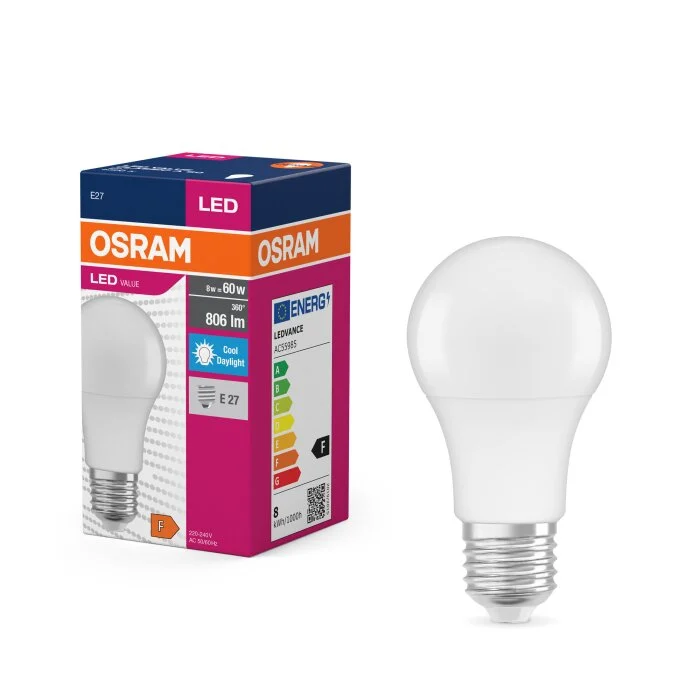 Lámparas Osram E27 LED 8.5 Watt blanco luz diurna 806 Lumen