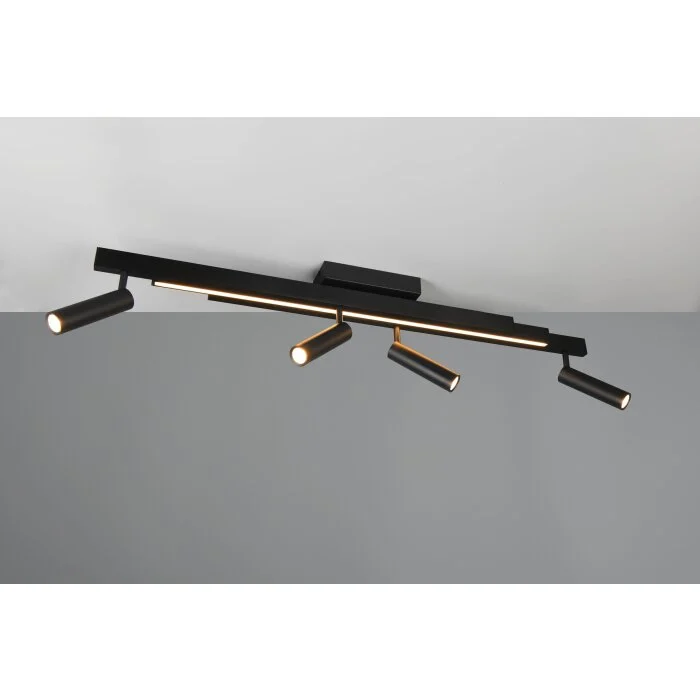 Lámparas Trio Zeno Plafones LED Negro, 5 luces, Mando a distancia