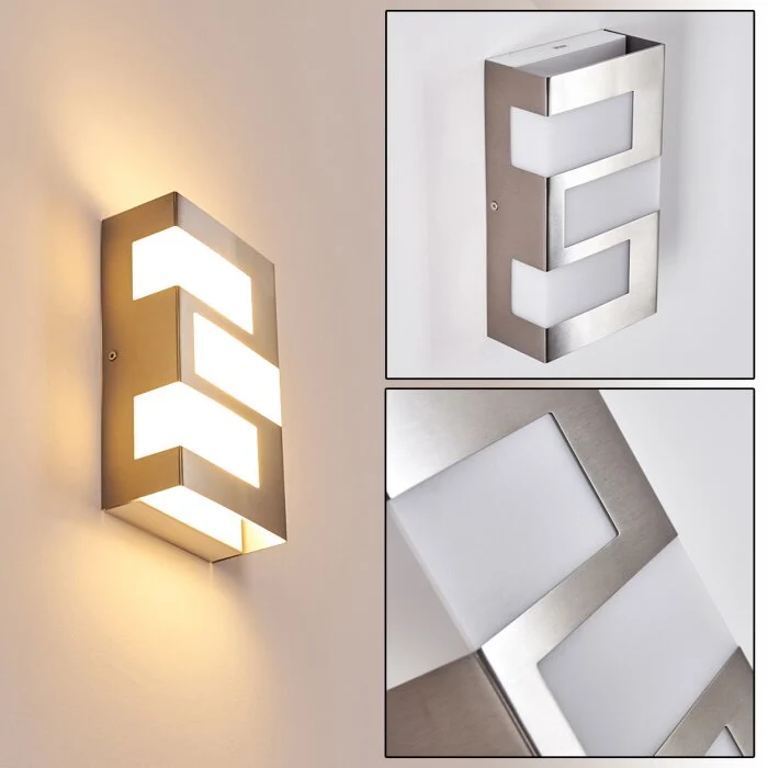 Lannion Aplique para exterior LED Color acero inoxidable, 3 luces