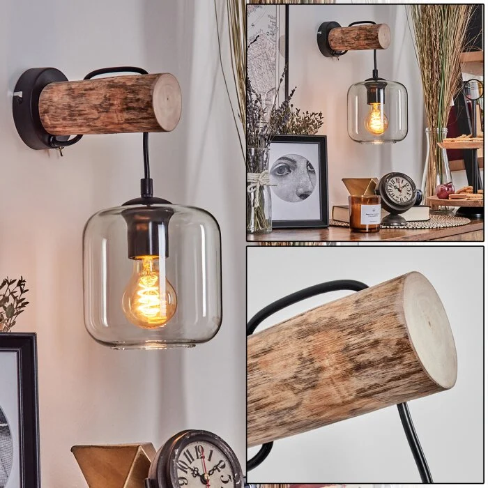 Lauden Aplique - Cristal 15 cm Crudo, Negro, 1 luz