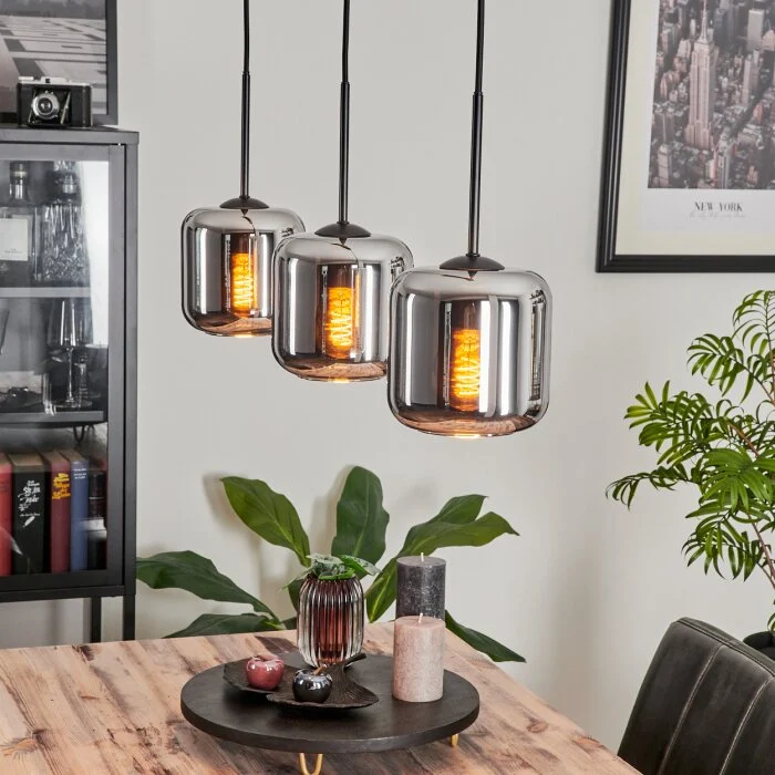 Lauden Lámpara Colgante Cristal 15 cm Cromo, Ahumado, 3 luces
