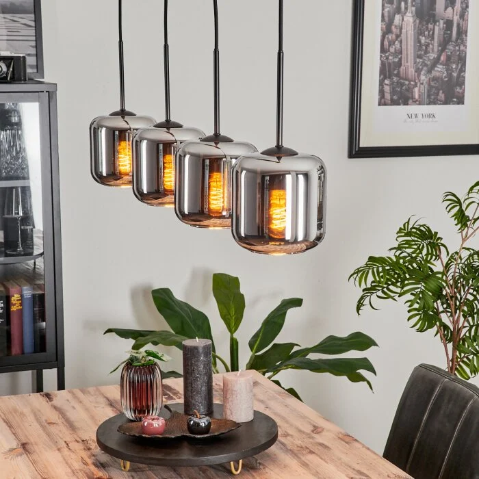 Lauden Lámpara Colgante Cristal 15 cm Cromo, Ahumado, 4 luces
