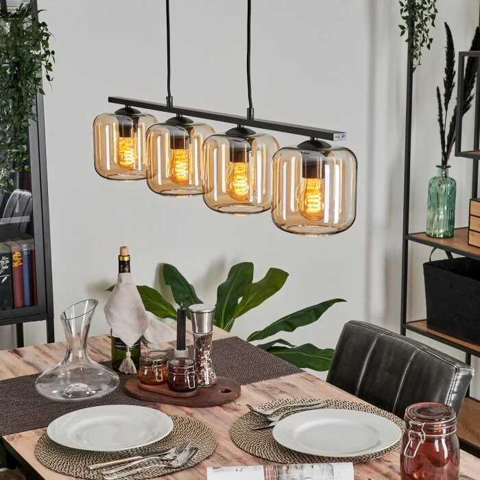 Lauden Lámpara Colgante Cristal 15cm Colores ámbar, 4 luces
