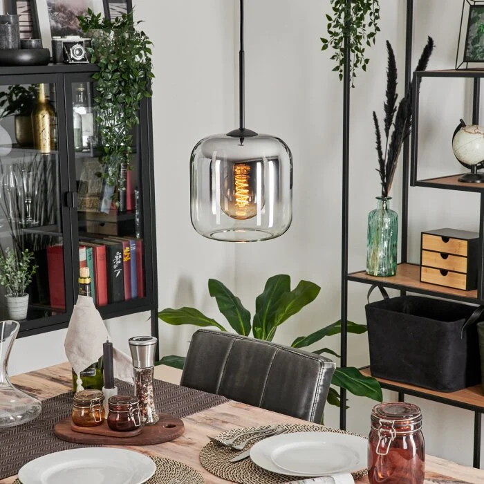 Lauden Lámpara Colgante Cristal 20cm Cromo, Transparente, Ahumado, 1 luz