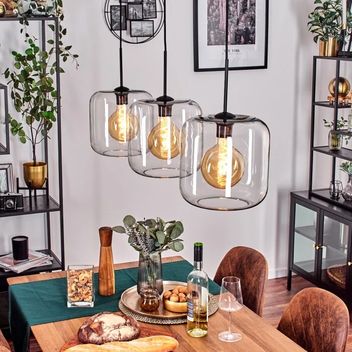 Lauden Lámpara Colgante - Cristal 25 cm Negro, 3 luces