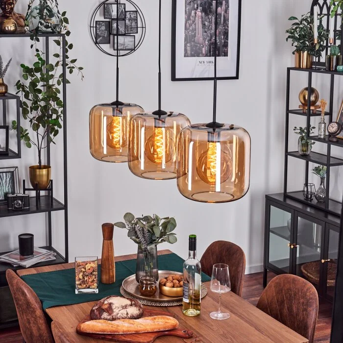 Lauden Lámpara Colgante - Cristal 25 cm Colores ámbar, 3 luces