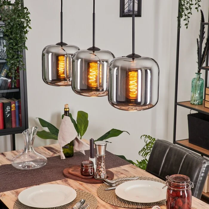Lauden Lámpara Colgante - Cristal Cromo, Ahumado, 3 luces