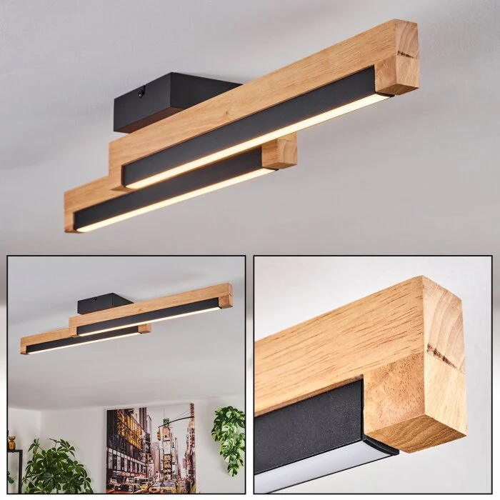 Lemene Plafones LED Crudo, Negro, 2 luces