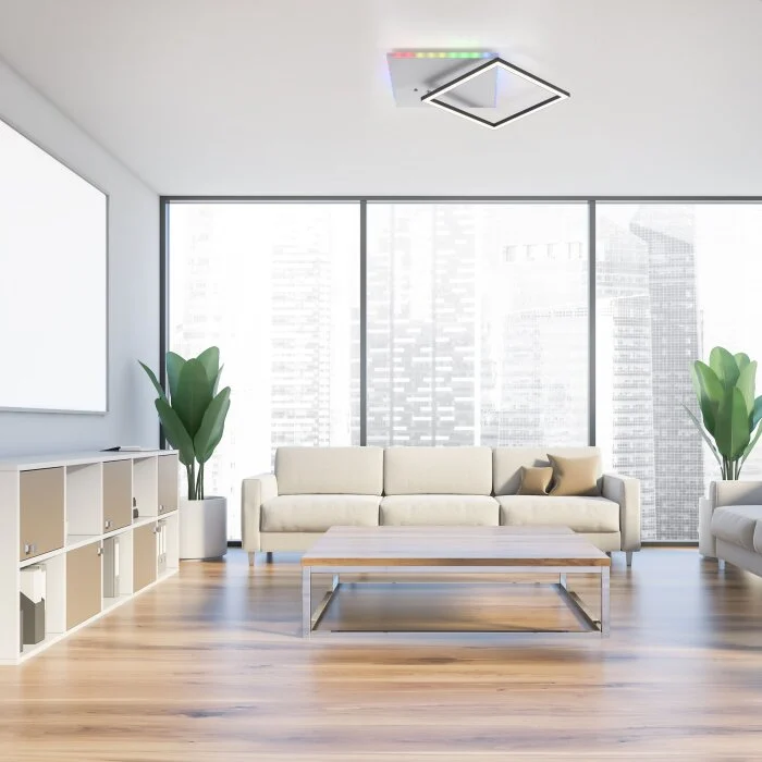 Leuchten Direkt RENDA Lámpara de Techo LED Plata, 2 luces, Mando a distancia, Cambia de color