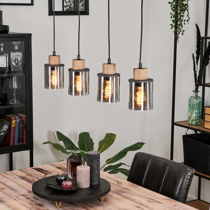 Loursin Lámpara Colgante Negro, 4 luces
