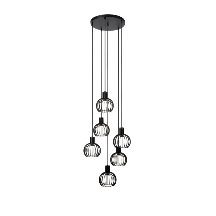 Lucide MIKAELA Lámpara Colgante Negro, 6 luces