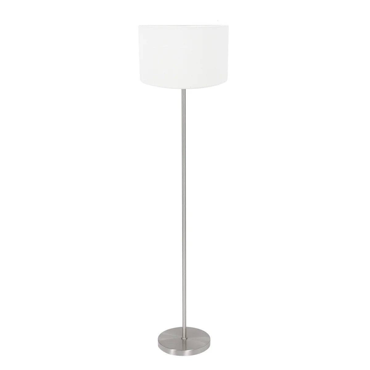 Lámpara de pie pantalla cilíndrica blanco y acero Mexlite Noor